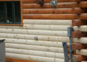 Bleaching of log cabin walls